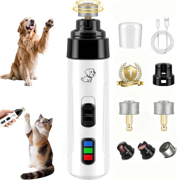 Upgraded Dog Nail Grinder Quiet, Professional Cat & Dog Nail Trimmers, 2-Speed