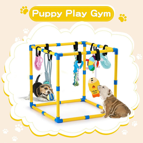 23x23x23 Inch 8 Keaber Puppy Play Gym - Puppy Jungle Gym with Hanging Toys for Small Dogs & Puppies Activities Center