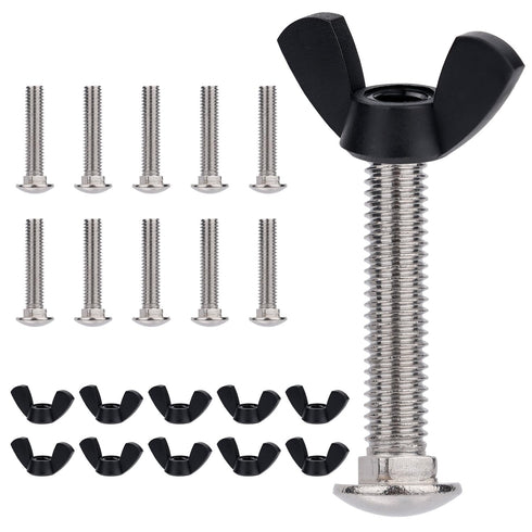 Pet Carrier Metal Fasteners, 10pcs M6 Stainless Steel Replacement Bolts and Plastic Butterfly Nuts for Pet Boxes