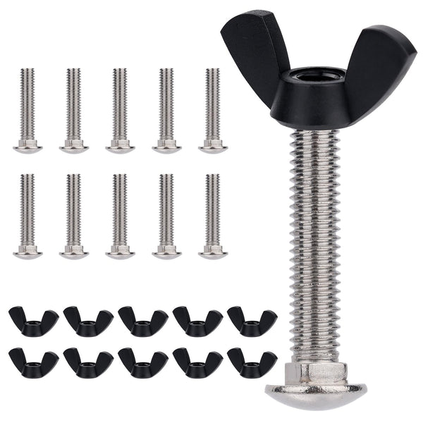 Pet Carrier Metal Fasteners, 10pcs M6 Stainless Steel Replacement Bolts and Plastic Butterfly Nuts for Pet Boxes