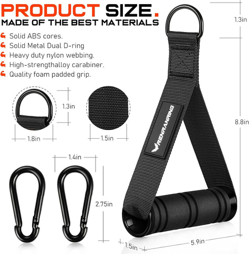 Gym Exercise Handles, Replacement Handle Attachments for Cable Machine Pulleys, Resistance Band and Strength Trainer, Pull Down Workout Accessories, Home Gym Add On Equipment