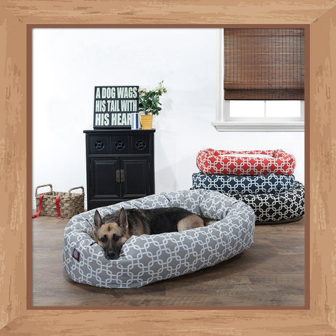 24 Inch Red Links Sherpa Bagel Dog Bed