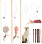 3-Pack Cat Wand Toys, 16-Inch Natural Wooden Teaser Wand with 5 Silvervine Sticks, Interactive Feather Wand for Indoor