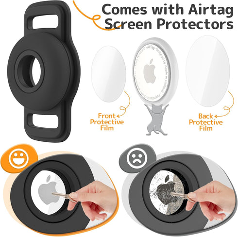 Airtag Dog Collar Holder: 2 Pack Soft Silicone Holder for Pet Dogs Cats Collar, Sturdy Protective Case, Compatible with