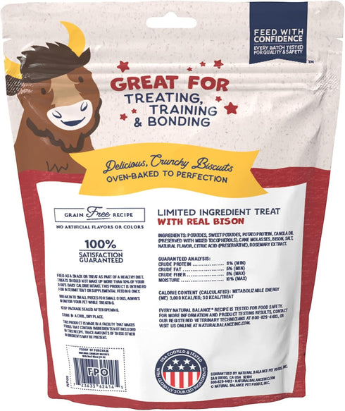 Natural Balance Limited Ingredient Rewards Crunchy Biscuits – 14 Ounce – Grain-Free Dog Treats, Sweet Potato & Bison