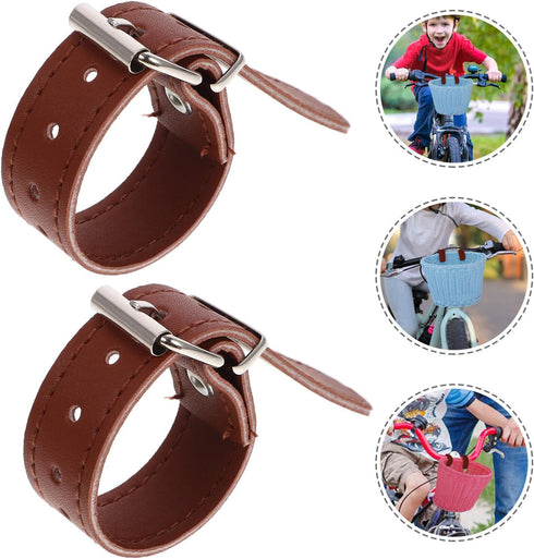 Toddmomy 1 Pair of Adjustable Bike Basket PU Straps, Leather Straps for Bike Bicycle, Brown