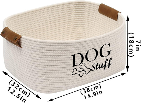 Geyecete Square Dog Toy Basket Storage - Beige | Cotton Rope Storage Basket for Pet Toys and Accessories