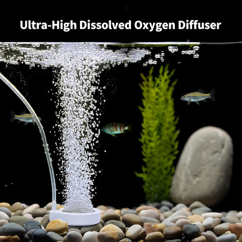 2 Inch Nano Fish Tank Air Stone, Ultra-High Dissolved Oxygen Diffuser for 2-30 Gallon Hydroponics