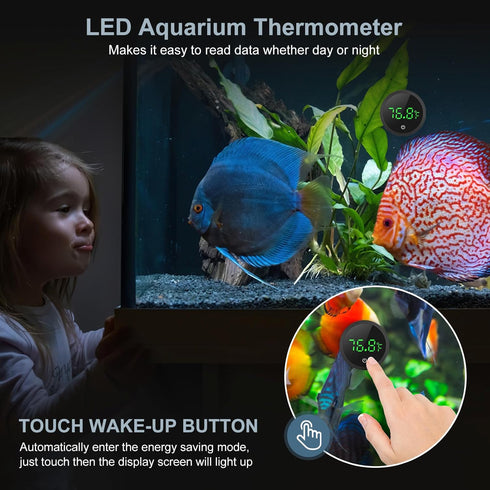 Ankilo 5S 1F, Upgraded Aquarium Thermometer, Refresh Speed, Digital Fish Tank Thermometer LED Display Stick-on