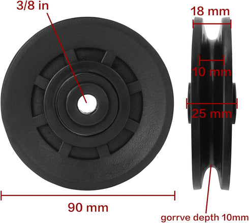 Luwint 3.5" Bearing Pulley Wheel, Fitness Pulleys Replacement for Home Gym Parts