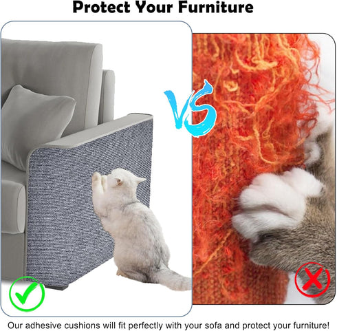 Cat Scratching Mat 118"x15.8" - Trimmable Self-Adhesive Carpet for Furniture Protection from Cats Scratching