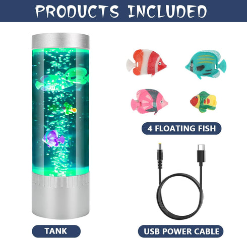 Bubble Fish Lamp, Sensory Bubble Tube Lamp, Artificial Fish Tank with Moving Fish, to Light Up Your Life Like a Lamp