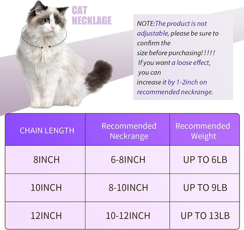 Hillban Cat Collar Diamond Chain Glitter Collar Walking Metal with Secure Buckle Cat Pet Necklace with Paw Charm Link Jewelry Accessories with ID Tag Bell for Small Cat (Steel Black, Purple,10 Inch)