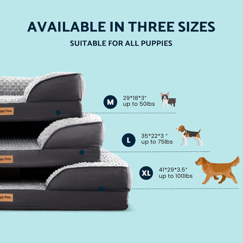 Puppy Bed for Small and Medium Dogs & Cats, Waterproof Lining, Removable Washable Cover, 28" x 23" x 7", Up to 50LBs