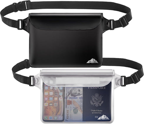 HEETA 2 Pack Waterproof Pouch, Touch Sensitive Dry Bag with Adjustable Waist Strap