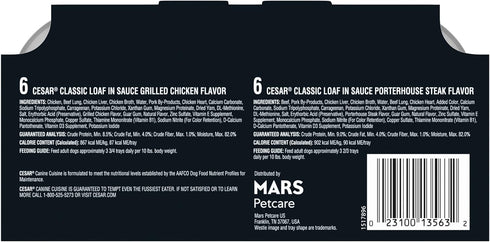 CESAR BACKYARD COOKOUT Adult Wet Dog Food Classic Loaf in Sauce Variety Pack, 12 Trays, 3.5 oz Each