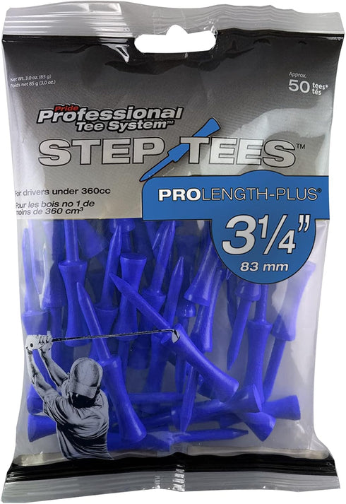 Pride Professional Tee System Two Piece Step Tee, 50 Count, 3-1/4 inch, Blue