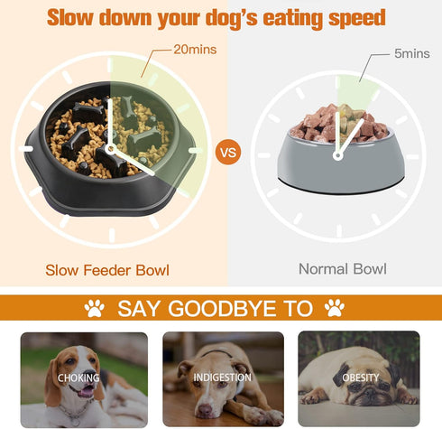 UPSKY Slow Feeder Dog Puzzle Bowl, Interactive Non-Slide Lick Treat Bowl for Small Medium Dogs, Black