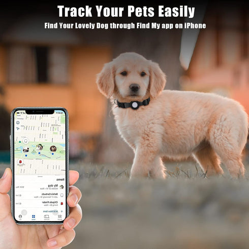 Compatible with Airtag Dog Collar, Adjustable Air Tag Dog Collar with Durable Quick Snap Buckle, Imitation Nylon Dog Collar with Waterproof Apple Airtag Holder for Small Dogs (S(6"-16"), Black)