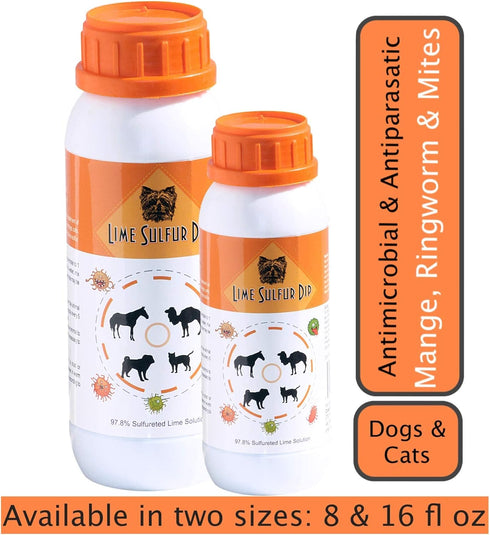 Classic's Lime Sulfur Dip (8 oz - Extra Strength Formula - Safe Solution for Pets)