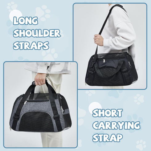 Sweetude 4 Pcs Cat Carrier - Soft Pet Carrier for Cats Under 13lbs, Foldable Comfortable Portable Travel Bag