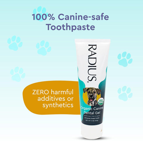 RADIUS USDA Organic Canine Pet Toothpaste 2 Units, 3 oz | Non Toxic Toothpaste for Dogs, Prevent Tartar and Plaque
