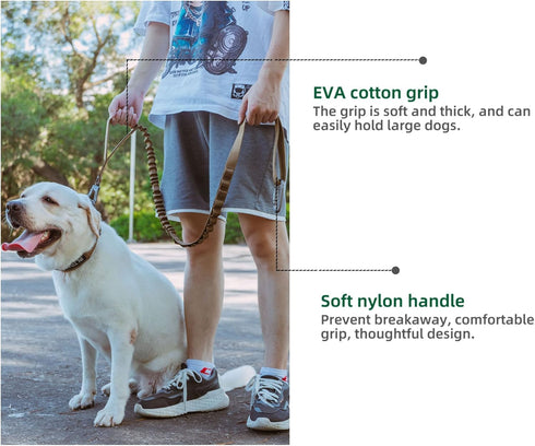 EXCELLENT ELITE SPANKER Tactical Bungee Dog Leash - Military Adjustable with 2 Control Handles (Coyote Brown)