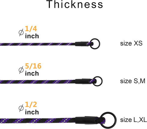 BronzeDog Rope Pro Training Dog Collar, Braided No Pull Quick Release Lead for Small Medium Large Dogs (S - 17.7" Long,