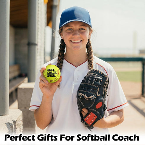 4 Set 9 Inch Eurzom Pcs Best Softball Coach Gift Include Printed Leather Softball Greeting Card and Gift Box Thank You