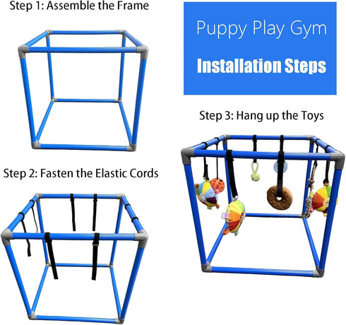 RAOPINGX (XL:19.6 19.6 Inch) Puppy Play Gym for Small Breed Dogs, Removable Hanging Toys with Bungee Straps