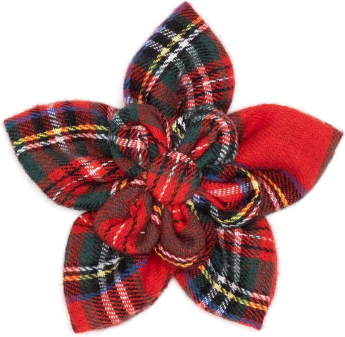 The Worthy Dog Plaid Flower Adjustable Collar Attachment Accessory for Dogs Cats Pets|Cute, Comfortable and Durable - Large, Red