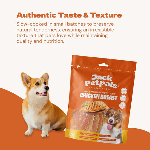 '-12oz -1 Pack Jacks Favorite Crafted Jerky Chicken Breast - Premium Natural Chicken Jerky for Dogs - High Protein