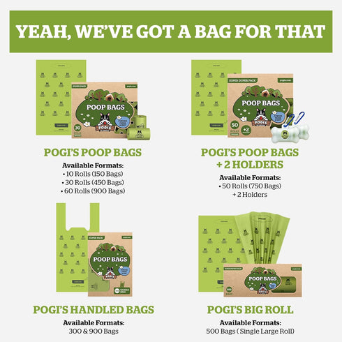 60 900-Count) Pogis Dog Poop Bags Leak-Proof & Extra Thick Pet Waste Bags (Fresh Scent, Rolls