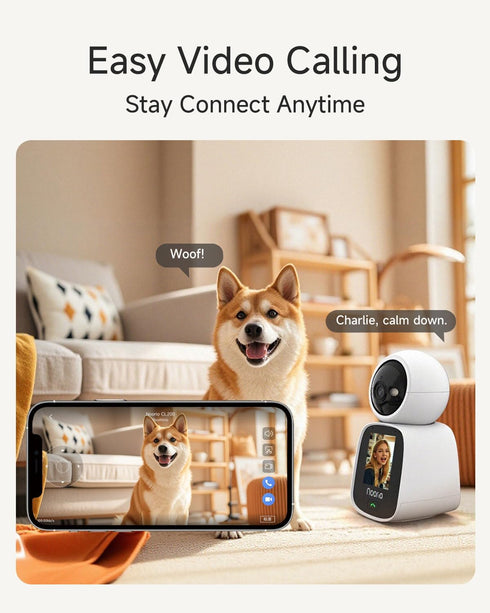 Noorio 5G 2K 360 2.4 Inch CL200 Two Way Video Calling Camera, One Click Call Pet Camera with Phone App, PTZ Dog Cam