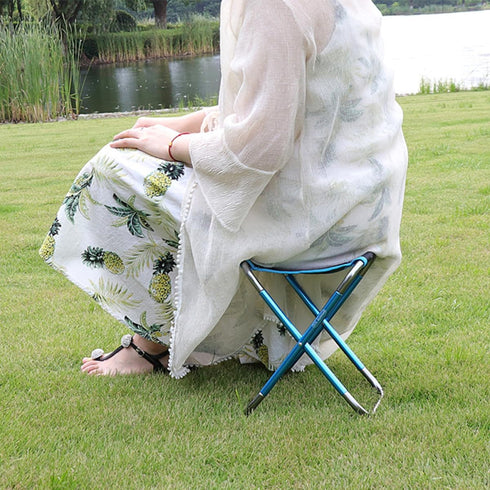 Toyvian Portable Foldable Stool Small Folding Chair Lightweight Camping Accessory Blue Mini Outdoor Fishing Beach Seat
