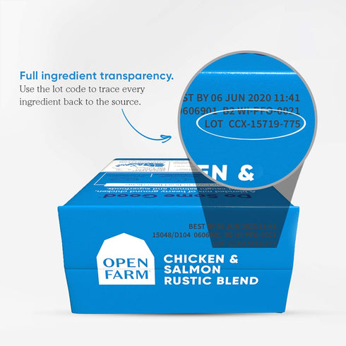 Open Farm Chicken & Salmon Blend Wet Cat Food - Complete Meal or Topper, Responsibly Sourced, 5.5 oz, Pack of 12