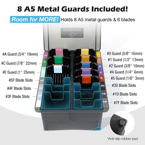 Set A5 #10, #15, #30 Professional Animal Stainless Steel Attachment Guide Comb with Storage Box for Detachable Blade