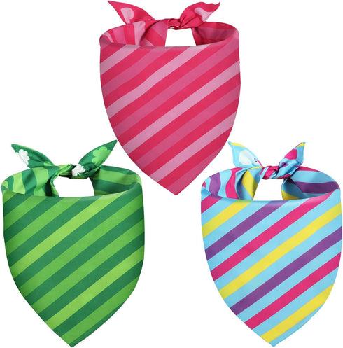 QUQULE 3PCS, Valentines Dog Bandana St Patricks Day and Easter Dog Bandana Small Colorful Scarf for Boy and Girl