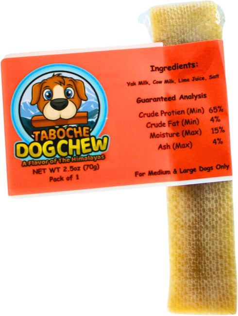 Taboche Dog Chew, Yak Cheese, All Natural & Organic, Long Lasting, Medium, 2.5 oz (70g), Pack of 1
