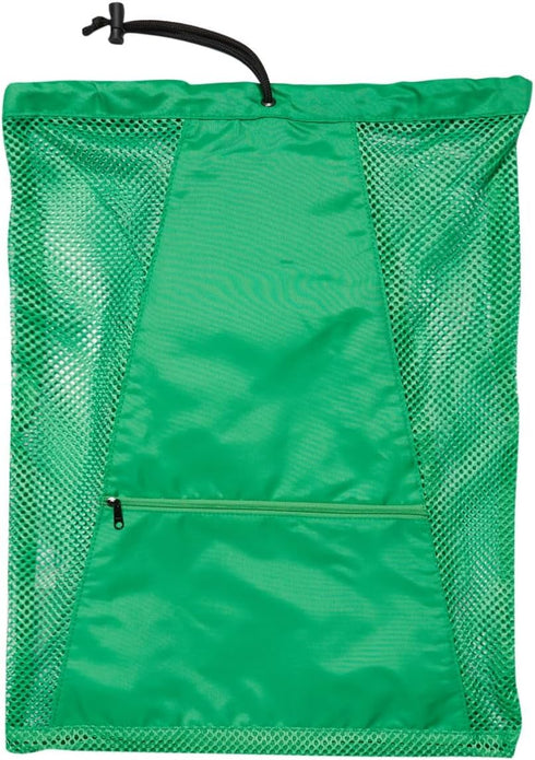 Sporti Swimming Equipment Bag - Zipper Pocket Mesh Drawstring Backpack, Big Mesh Gym Bag for Workout Gear