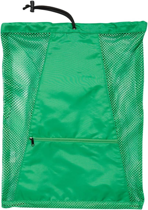 Sporti Swimming Equipment Bag - Zipper Pocket Mesh Drawstring Backpack, Big Mesh Gym Bag for Workout Gear