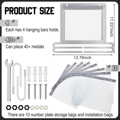 Moxweyeni Race Medal and Bib Display Rack - Wall Mounted Holder for Runners