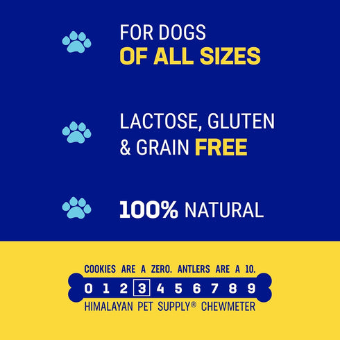 Himalayan Dog Chew Yak Cheese Dog Chews, Medium Density, Lactose Free & Grain Free, USA Made, Resealable Pouch with 3
