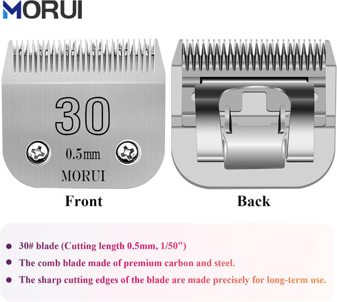 morui Detachable Pet Dog Clipper Blades, Carbon-Infused Steel Blade, Compatible with Most Andis, Oster Clippers
