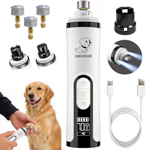 QVJFZUD Silent Groom Pro, Dog Nail Grinder with LED Light, 3-Speed 7000-9000 RPM,