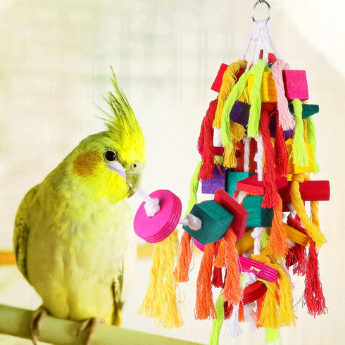 Rypet Large and Small Parrot Chewing Toys, Wooden Block Tearing Toys for Conures, Cockatiels, African Grey