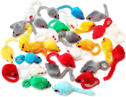 12PCS Cat Mouse Toys, Faux Fur Interactive Catnip Toys for Indoor Cats, Perfect for Kittens and Cats
