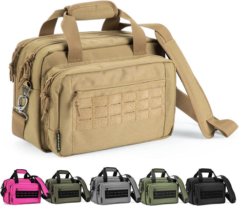 VEAGIA Pistol Case Range Bag, Soft Carrying Shooting Bag for 2 Pistols and Ammo Pouch