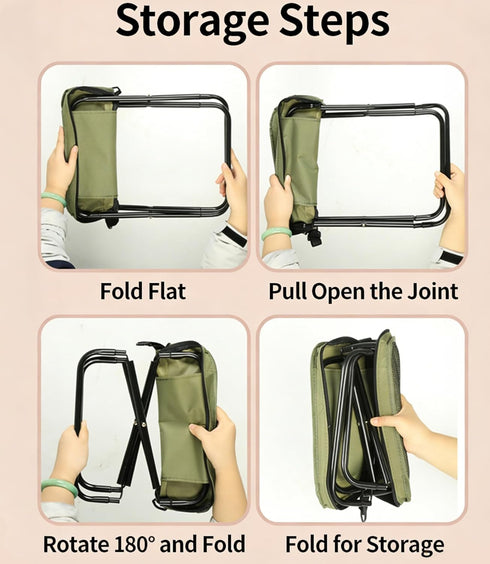 2026 12.2in Backpack 265lbs Backpack Upgraded Large Foldable Stool, Ultralight Portable Chair with Carry Bag