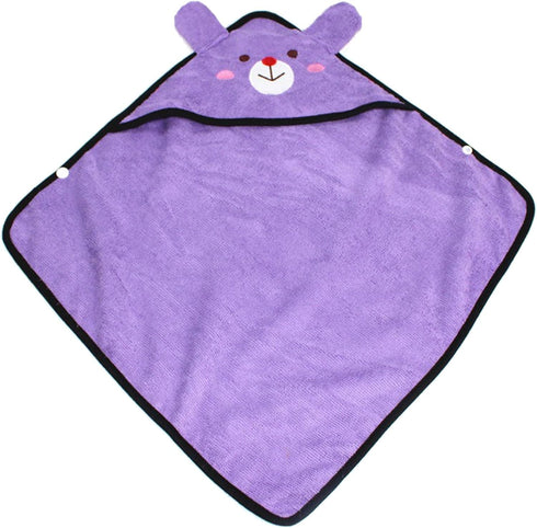 FILFEEL Pet Bathrobe Soft Strong Absorbent Fast Drying Hooded Microfiber Towel for Small Dogs Cats Teddy S (M)